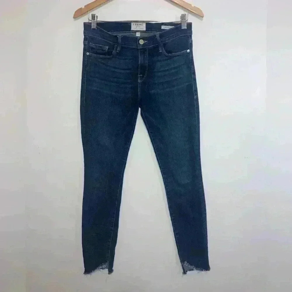 Frame Le Skinny de Jeanne Raw Cut out Hem Crop Jeans - Picture 2 of 10